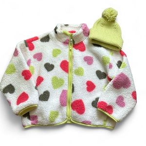 Old Navy Girls Medium Zip Up Jacket and Beanie Set